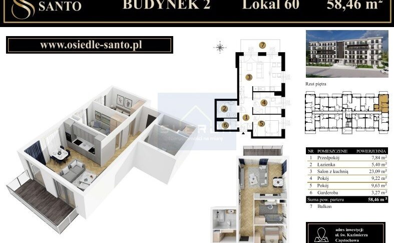 Mieszkanie na Sprzedaż, 57.25m2, Częstochowa-Centrum - 1