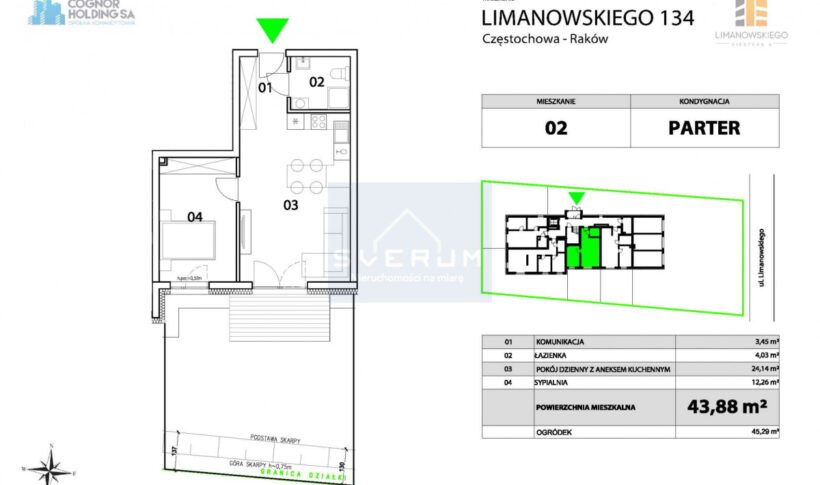 Mieszkanie na Sprzedaż, 43.88m2, Częstochowa-Raków - 1