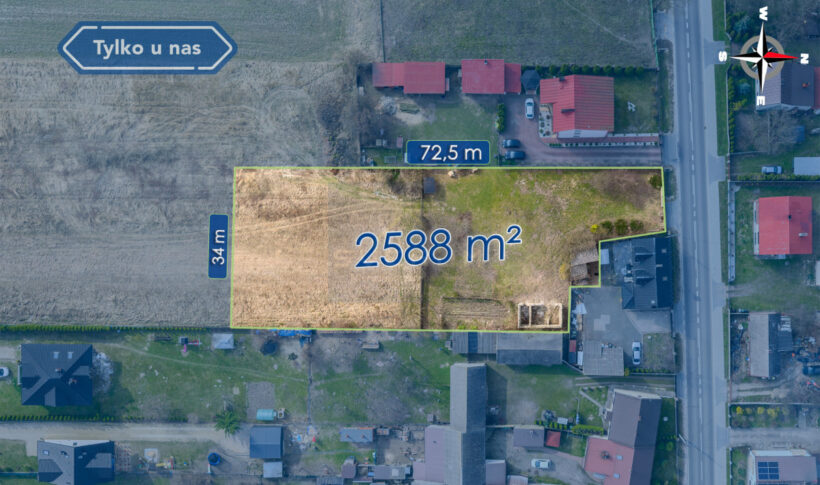 Działka na Sprzedaż, 2588.00m2, Krasice - 1