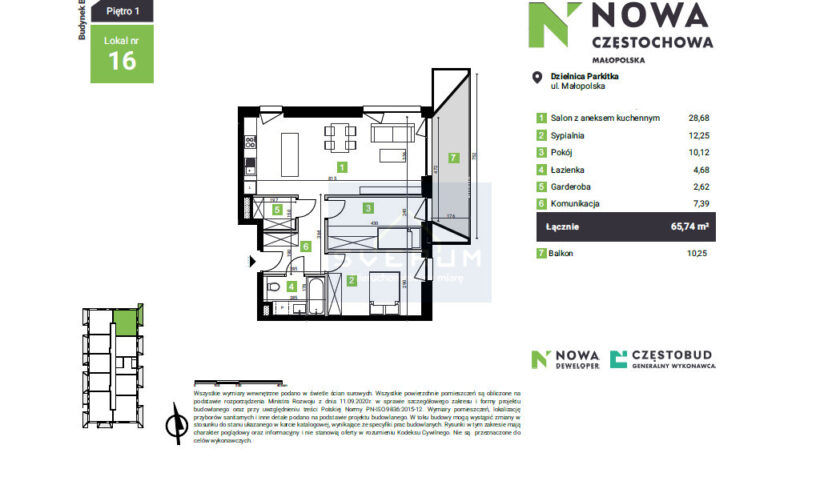 Mieszkanie na Sprzedaż, 65.74m2, Częstochowa-Parkitka - 1