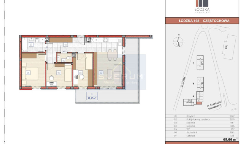 Mieszkanie na Sprzedaż, 69.66m2, Częstochowa-Parkitka - 2