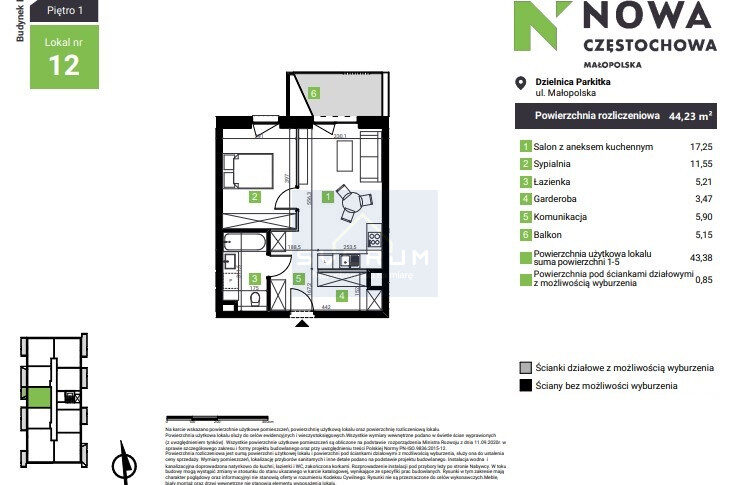 Mieszkanie na Sprzedaż, 44.23m2, Częstochowa-Parkitka - 1