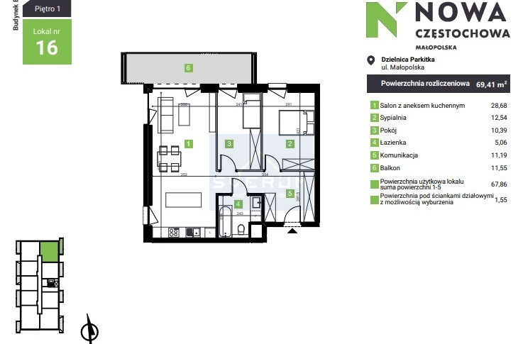 Mieszkanie na Sprzedaż, 69.41m2, Częstochowa-Parkitka - 2
